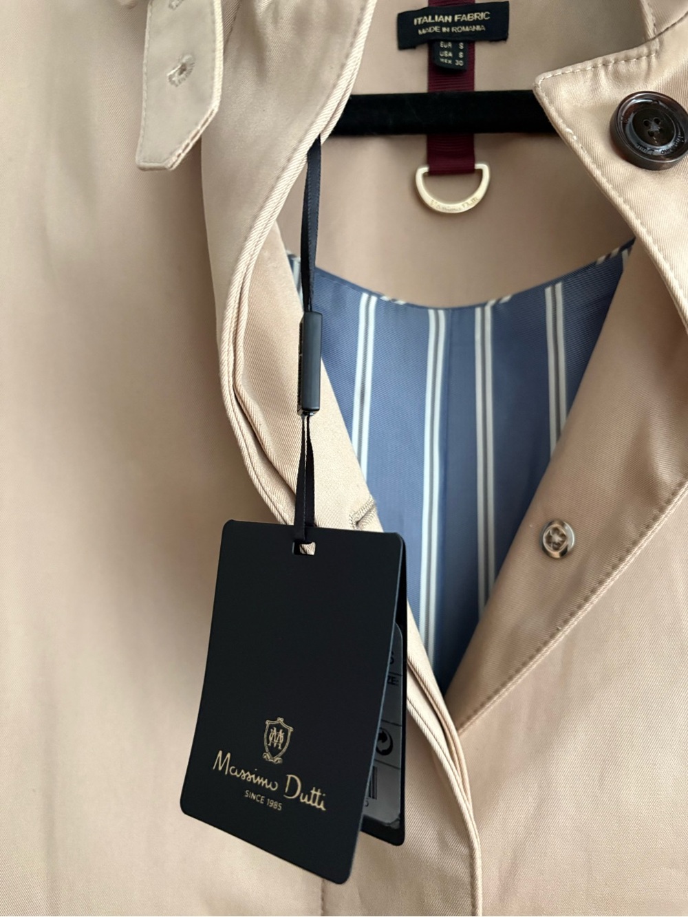 Massimo Dutti Beige Trench Coat - Slim Single-Breasted - Picture 3 of 4